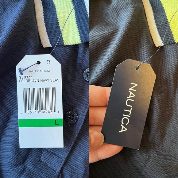 SOLD NWT Nautica Classic Fit Stripes V-neck Collar Stretch Cotton Polo Shirt L - Picture 7 of 10